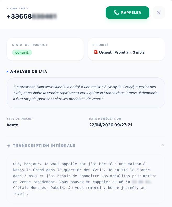 Exemple de fiche de qualification IA